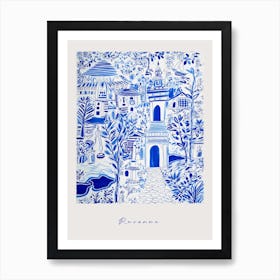 Ravenna Italy Blue Drawing Poster Art Print