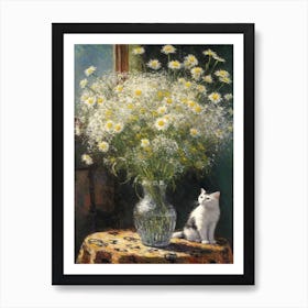 Queen Anne’S Lace With A Cat 2 Art Print