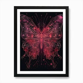 Butterfly On Black Background 1 Art Print