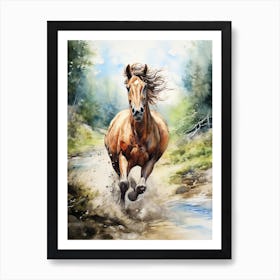A Horse Painting In The Style Of Watercolor Painting 4 Art Print