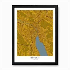 Zurich Yellow Blue Art Print