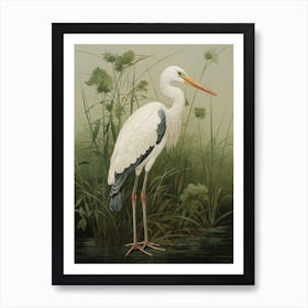 Ohara Koson Inspired Bird Painting Stork 2 Art Print