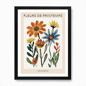 Spring Floral French Poster  Gaillardia 2 Art Print