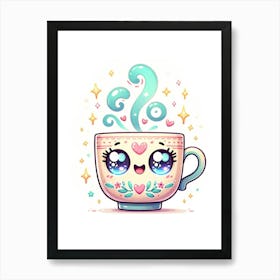 Cute Kawaii Coffee Cup Art Print