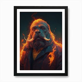 Wolf In Flames Art Print