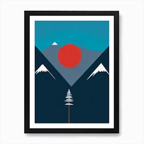 Niseko, Japan Modern Illustration Skiing Poster Art Print