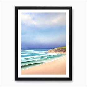 Watergate Bay Beach 2, Cornwall Watercolour Art Print