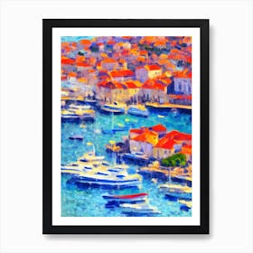 Port Of Dubrovnik Croatia Brushwork Painting harbour Art Print