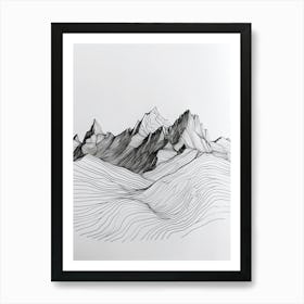 Masherbrum Pakistan Line Drawing 2 Art Print