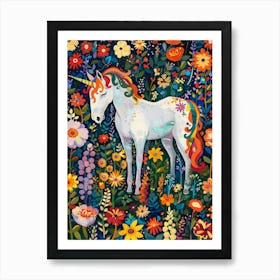 Floral Modern Fauvism Unicorn 3 Art Print