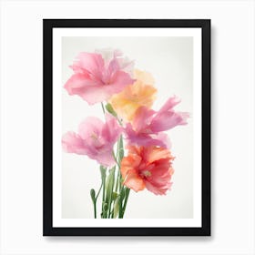 Gladioli Flowers Acrylic Painting In Pastel Colours 6 Art Print