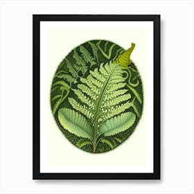 Lemon Button Fern Vintage Botanical Poster Art Print