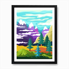 Scenery With Mountains And Forest Nature Art Print