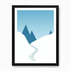 Treble Cone, New Zealand Minimal Skiing Poster Art Print