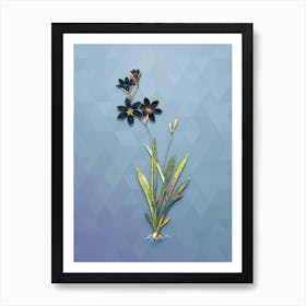 Vintage Ixia Grandiflora Botanical Art on Summer Song Blue Art Print