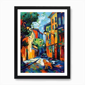 Painting Of San Francisco With A Cat In The Style Of Fauvism 1 Art Print