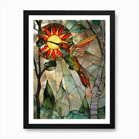 Hummingbird Stained Glass 18 Art Print