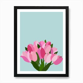 Fresh Tulips - Soft Blue Art Print