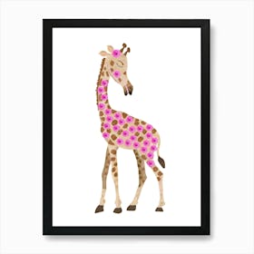 Giraffe with Flowers 1 Art Print