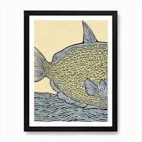 Coral Reef Fish Linocut Art Print