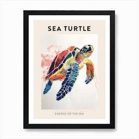 Detailed Sea Turtle Crayon Scribble Poster 1 Art Print