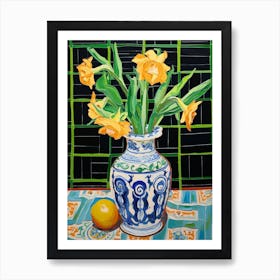 Flowers In A Vase Still Life Painting Daffodil 3 Art Print