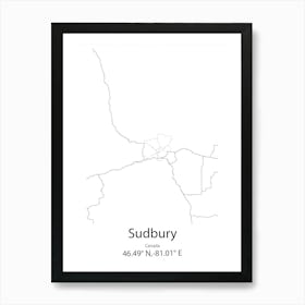 Sudbury,Canada Minimalist Map Art Print