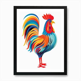 Colourful Geometric Bird Rooster 4 Art Print