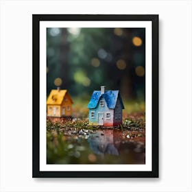 Miniature Houses In The Rain Art Print