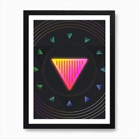 Neon Geometric Glyph in Pink and Yellow Circle Array on Black n.0056 Art Print