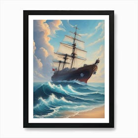 Sailing Ship On The Ocean Art Print