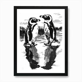 African Penguin Admiring Their Reflections 1 Art Print