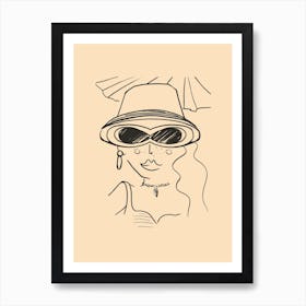 Beach Babe Fashion Woman Hat and Sunglasses Shade Art Print