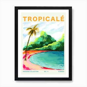 Hawaiian Volcano Palm Tree Beach Typography Art Print