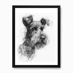 Kerry Blue Terrier Dog Charcoal Line Art Print