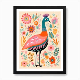 Pink Scandi Emu 3 Art Print