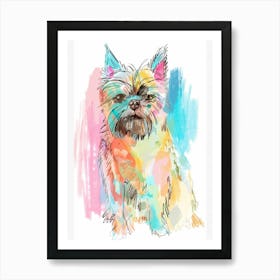 Norfolk Terrier Dog Pastel Line Watercolour Illustration  2 Art Print