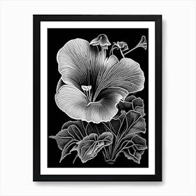 Pansy Wildflower Linocut 2 Art Print