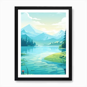 Calm Lake Cool Aquamarine - Landscape Art Print