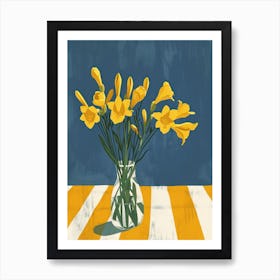 Freesia Flowers On A Table   Contemporary Illustration 4 Art Print