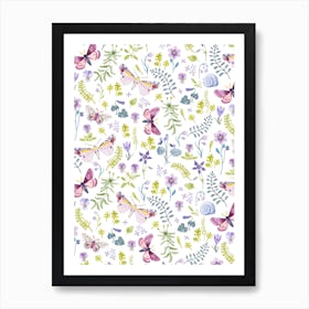 Pattern Forest Moth Art Print