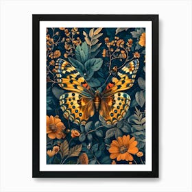 Butterfly In The Garden Inspired By William Morris 4 Art Print