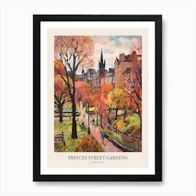 Autumn City Park Painting Princes Street Gardens Edinburgh 1 Poster Art Print