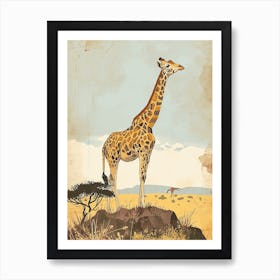 Modern Illustration Of A Giraffe In The Nature 2 Art Print