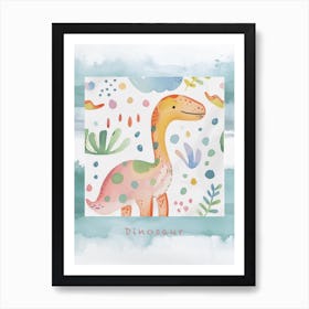 Cute Muted Pastels Pattern Dinosaur 1 Poster Poster