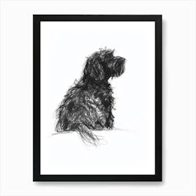 Portuguese Water Dog Charcoal Line Art Print