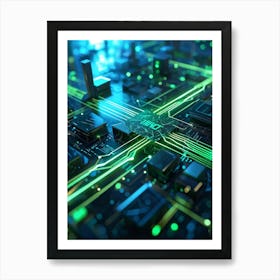 Abstract Depiction Of Advanced Cybersecurity Concept Interlacing Neural Network Patterns And Thick (1) Art Print