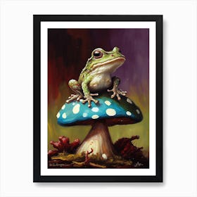 Frog On A Mushroom Art Print