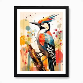 Bird Painting Collage Woodpecker 1 Art Print