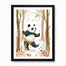 Giant Panda Dancing In The Woods Storybook Illustration 3 Art Print